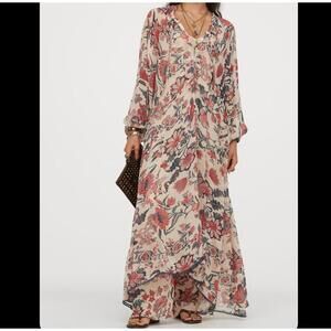 SABYASACHI X H&M cream paisley floral maxi boho dress sz XS